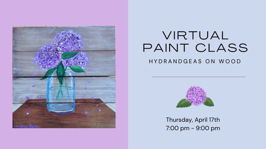 Virtual Paint Class - Hydrangea on Wood